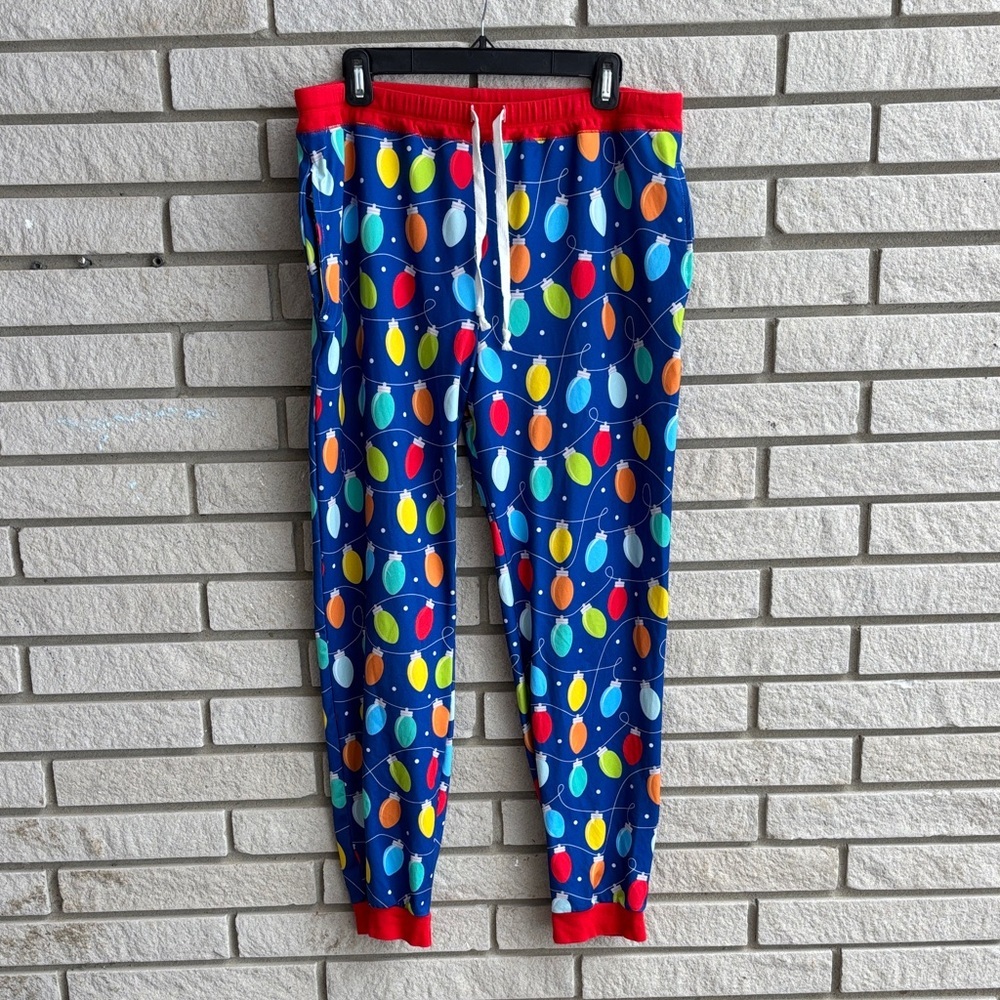 Pittie Clothing Co Holiday Lights Christmas Pajama Bottoms Size L